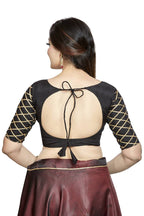 Aastha Fashion Black Art Silk Boat Neck Blouse | Grocsy