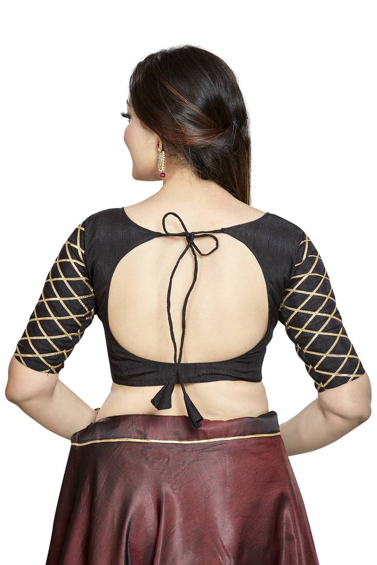 Aastha Fashion Black Art Silk Boat Neck Blouse | Grocsy