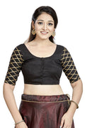 Aastha Fashion Black Art Silk Boat Neck Blouse | Grocsy