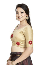Aastha Fashion Chiku Art Silk Boat Neck Blouse | Grocsy