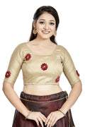 Aastha Fashion Chiku Art Silk Boat Neck Blouse | Grocsy