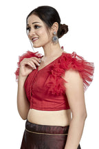 Aastha Fashion Red Art Silk V Neck Blouse | Grocsy