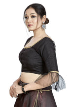 Aastha Fashion Black Art Silk Square Style Blouse | Grocsy
