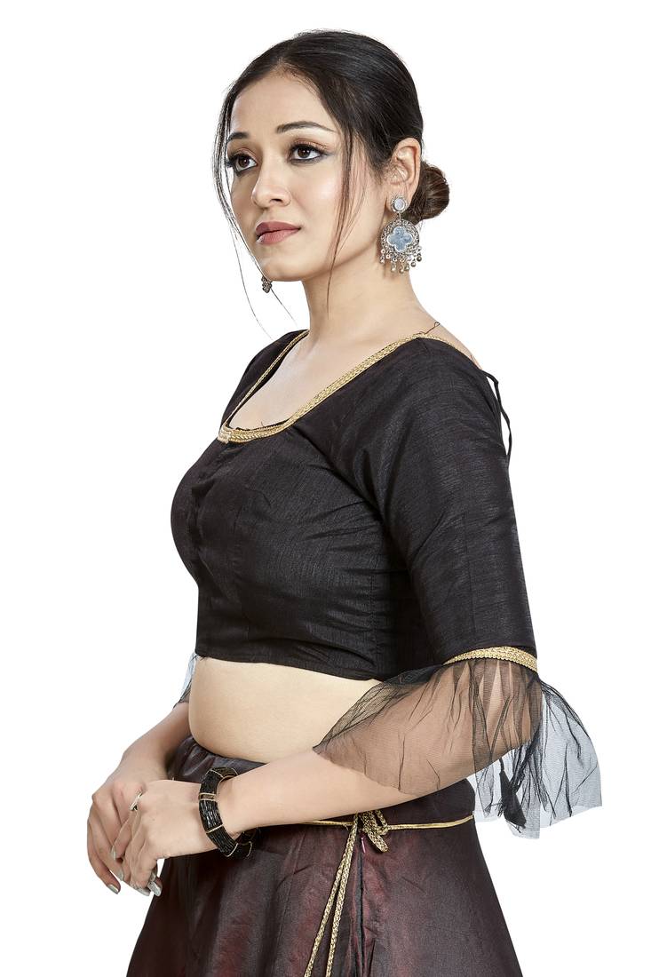 Aastha Fashion Black Art Silk Square Style Blouse | Grocsy