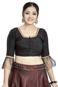 Aastha Fashion Black Art Silk Square Style Blouse | Grocsy