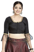 Aastha Fashion Black Art Silk Square Style Blouse | Grocsy