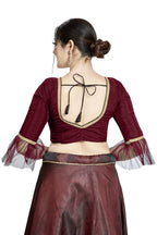 Aastha Fashion Maroon Art Silk Square Style Blouse | Grocsy