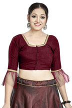 Aastha Fashion Maroon Art Silk Square Style Blouse | Grocsy