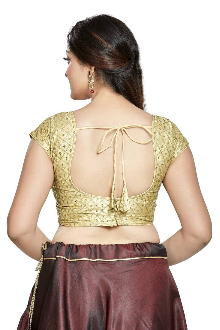 Aastha Fashion Gold Sequence Matti Boat Neck Blouse | Grocsy