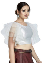Aastha Fashion Silver Silver Matti Boat Neck Blouse | Grocsy