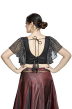 Aastha Fashion Black Art Silk Temple Neck Blouse | Grocsy