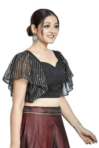 Aastha Fashion Black Art Silk Temple Neck Blouse | Grocsy