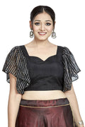 Aastha Fashion Black Art Silk Temple Neck Blouse | Grocsy