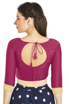 Aastha Fashion Magenta Art silk U Neck Matty Work In Sleeve Readymade Blouse | Grocsy
