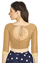 Aastha Fashion Beige Art silk U Neck Matty Work In Sleeve Readymade Blouse | Grocsy