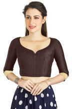 Aastha Fashion Brown Art Silk Sweet Heart Neck style Matty in Sleeves Readymade Blouse | Grocsy