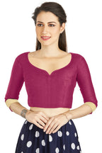 Aastha Fashion Rani Art Silk Sweet Heart Neck style Matty in Sleeves Readymade Blouse | Grocsy
