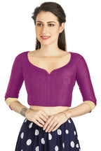 Aastha Fashion Purple Art Silk Sweet Heart Neck style Matty in Sleeves Readymade Blouse | Grocsy