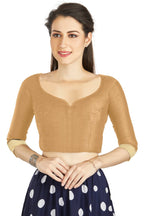 Aastha Fashion Beige Art Silk Sweet Heart Neck style Matty in Sleeves Readymade Blouse | Grocsy