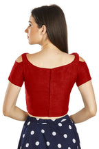 Aastha Fashion Red Art Silk V Neck Frill neck Work Readymade Blouse | Grocsy