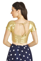 Aastha Fashion Gold Matty Boat Neck Plain Readymade Blouse | Grocsy
