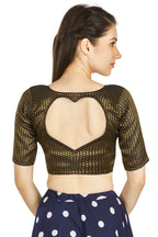 Aastha Fashion Black Brocade Boat neck Plain Readymade Blouse | Grocsy