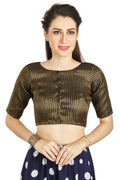 Aastha Fashion Black Brocade Boat neck Plain Readymade Blouse | Grocsy