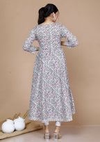 Miravan Women's Blue Printed With Gota Patti Work Anarkali Kurta With Dupatta | Grocsy