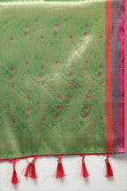 Lorenvalley Fashion Magenta Kanjivaram Silk Woven Design with Zari Weaving Saree | Grocsy