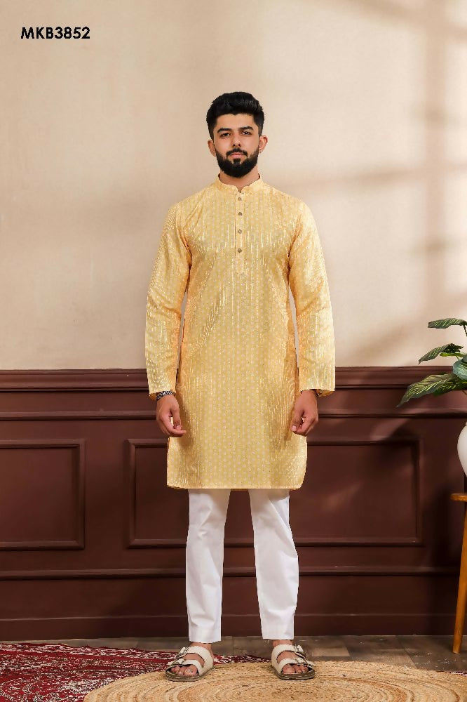 Yellow Art Silk Digital Printed, Embroidery Work Kurta Set - Mahotsav | Grocsy