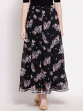 Myshka Women's Multi Georgette Na Na Printed Casual Skirt | Grocsy