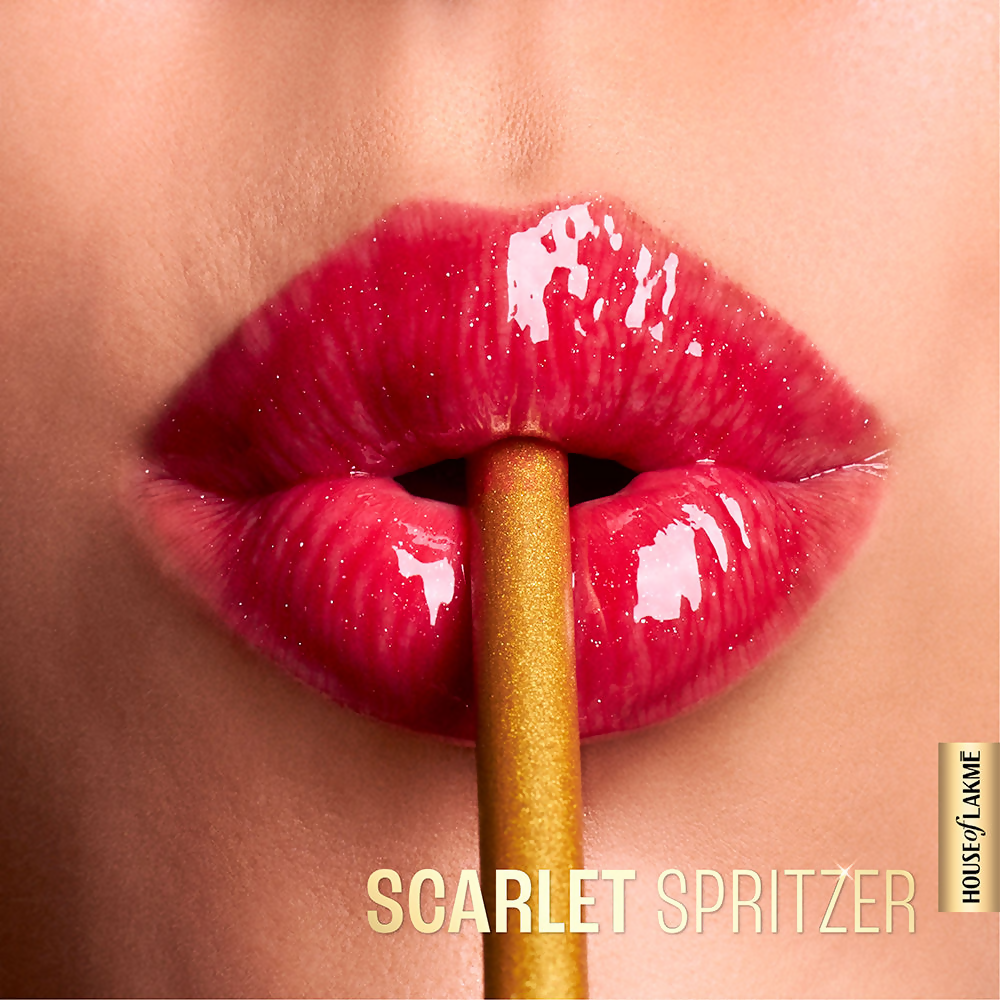 Lakme Glitterati Lip Glaze - Scarlet Spritzer | Grocsy