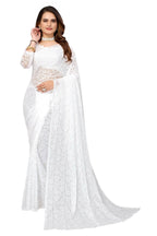 Vamika White Pearls Net Saree | Grocsy
