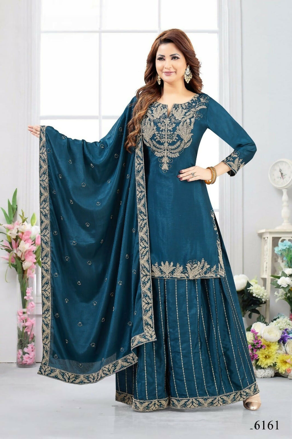 Joban Fashion Chinon Blue Color Kurta Set | Grocsy