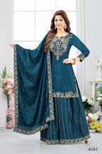 Joban Fashion Chinon Blue Color Kurta Set | Grocsy