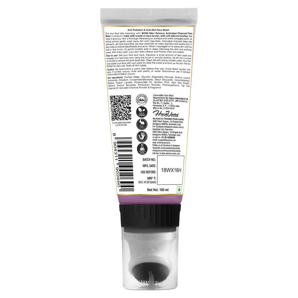 Wow Skin Science Activated Charcoal Face Wash Gel | Grocsy