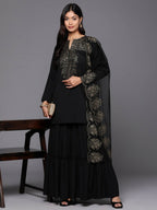 Ahalyaa Women's Traditional wear Kurta Set - Black | Grocsy