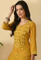 Joban Fashion Mustard Cotton Rayon Kurta Set | Grocsy