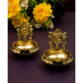 Spillbox Gold-Toned Brass 2 Pieces Shangu Chakra Kuber Diya Pooja Essentials | Grocsy