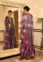 Lavender Tom Silk Plain Ready To Wear Saree With Stitched Blouse - Satiksha | Grocsy