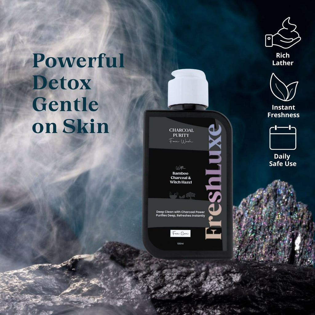 FreshLuxe Charcoal Purity Face Wash with Bamboo Charcoal & Witch Hazel | Grocsy