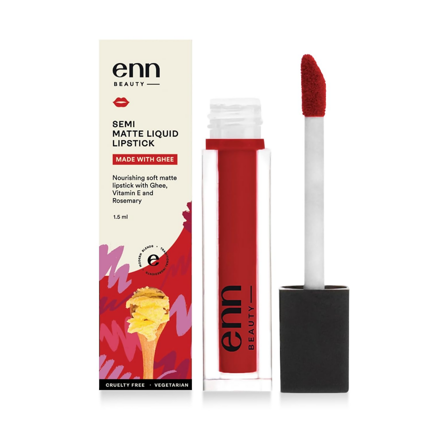 Enn Semi Matte Red Liquid Lipstick - Sangria Red | Grocsy
