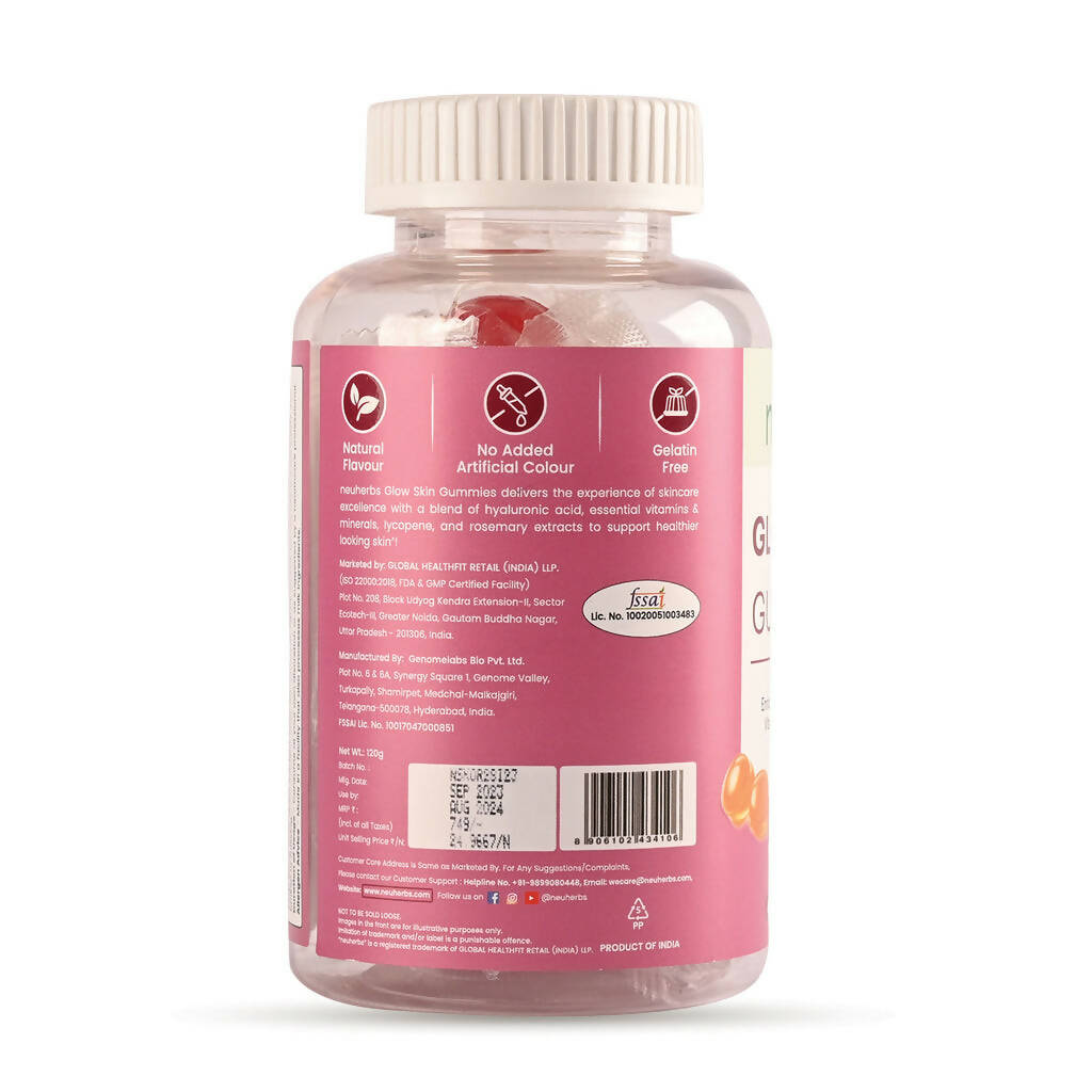Neuherbs Glow Skin Gummies (No Added Sugar) - Orange Flavor | Grocsy