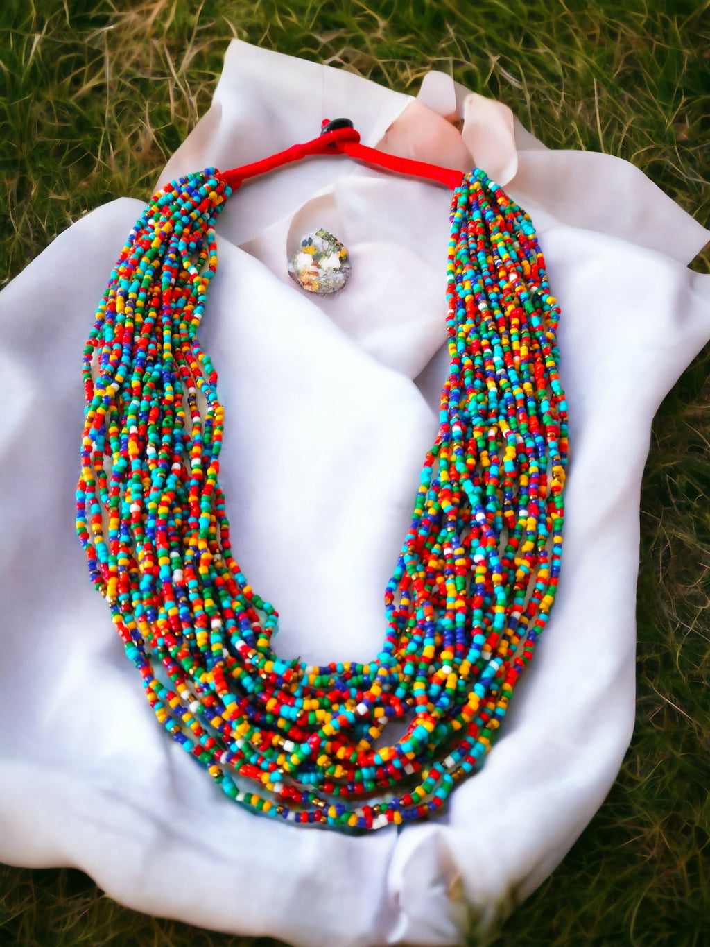 Inhanns Handmade Beaded Multilayer Necklace, 20 Layers - Multi Colour | Grocsy