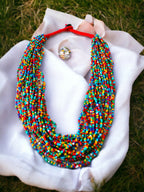 Inhanns Handmade Beaded Multilayer Necklace, 20 Layers - Multi Colour | Grocsy