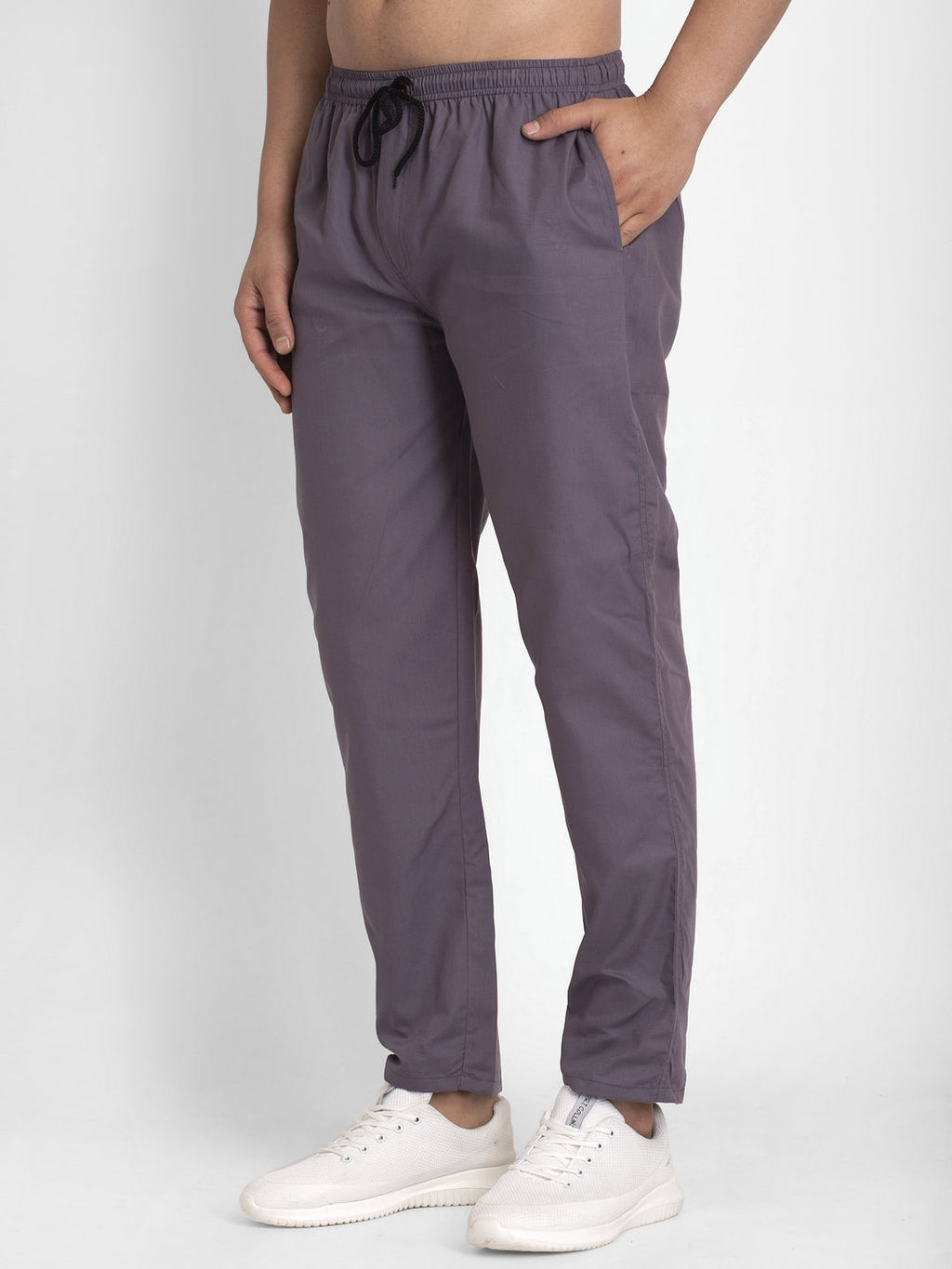 Jainish Men's Grey Solid Cotton Track Pants ( JOG 011Grey ) | Grocsy