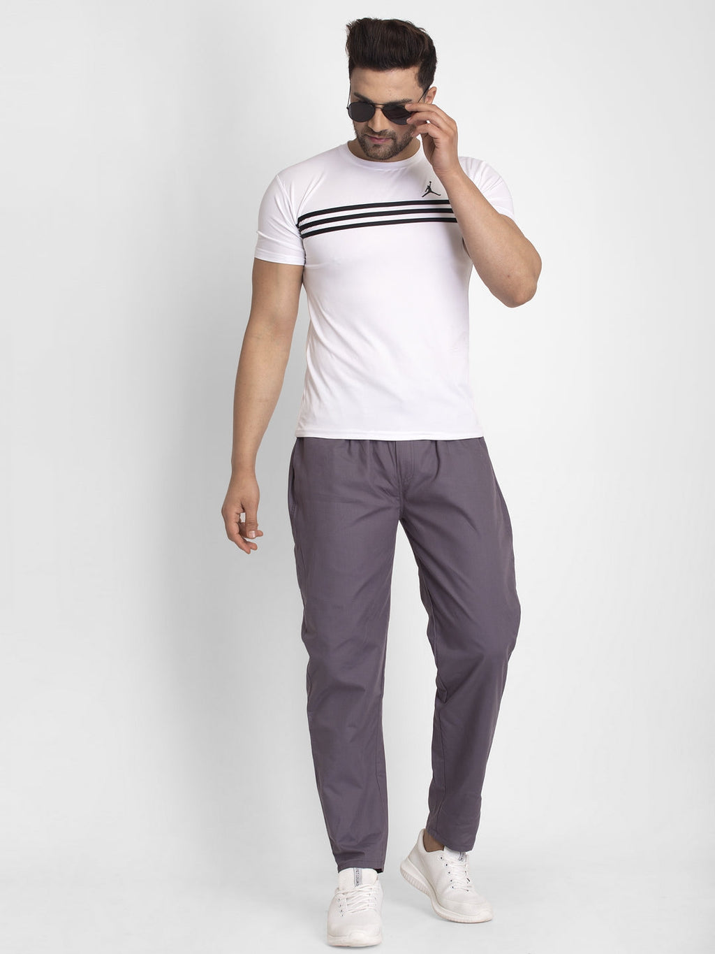 Jainish Men's Grey Solid Cotton Track Pants ( JOG 011Grey ) | Grocsy
