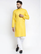 Jompers Men's Lemon Cotton Solid Kurta Payjama Sets | Grocsy