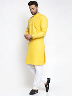 Jompers Men's Lemon Cotton Solid Kurta Only | Grocsy