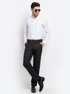 Jainish Men's Button Down Collar Cotton Formal Shirt - White | Grocsy